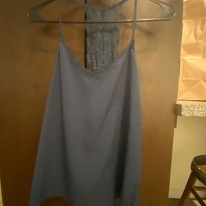 Blue lace back tank